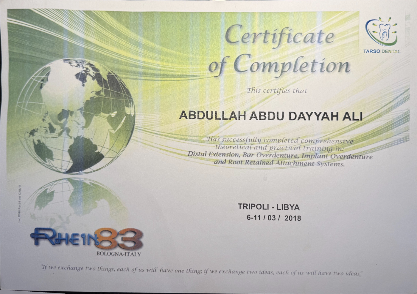 Certificate of Completion